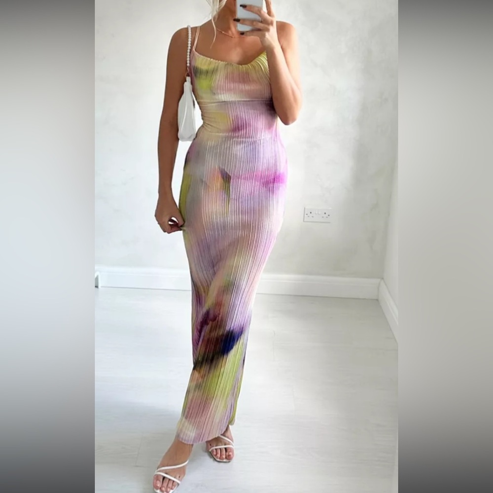Never worn  Beautiful watercolor maxi dress cowl neck stunning dress